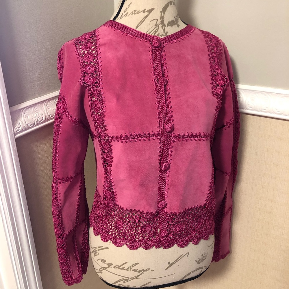 SMH Boutique Suede Leather Pink Jacket, Size M 🌸